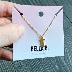 Gothic Style Gold Initial Charm Necklace "T"